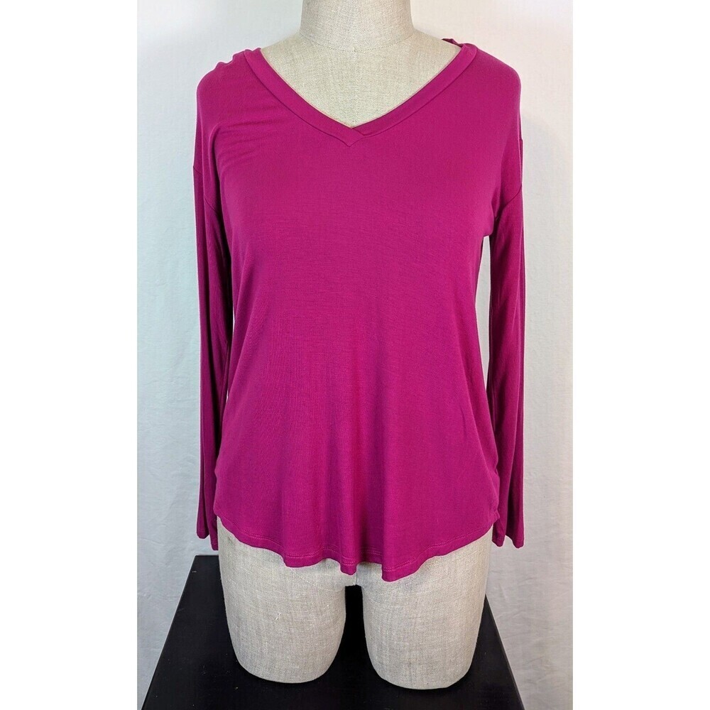 Wonderly Women’s Fuchsia V-Neck Knit Tunic Top M Long Sleeve NWT